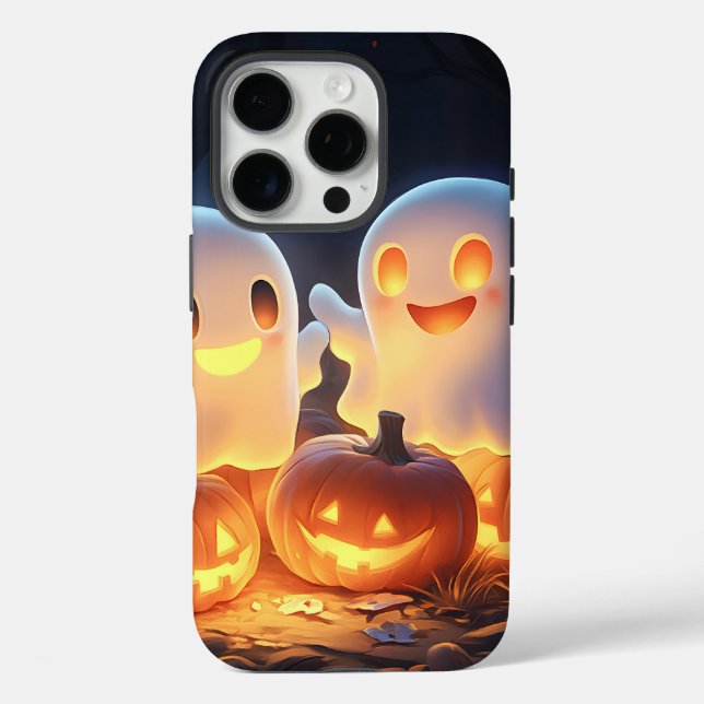 Cute Spooky Halloween Cartoon Ghosts Glowing Pumpk Case-Mate iPhone Case (Back)