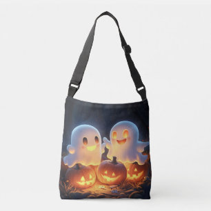 Cute Spooky Halloween Cartoon Ghosts Glowing Pumpk Crossbody Bag