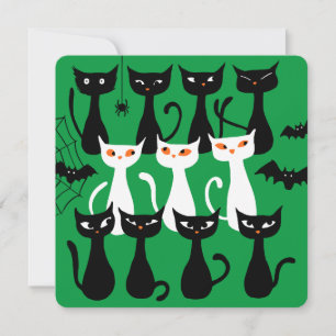 Cute spooky Halloween cats simple silhouette  Holiday Card