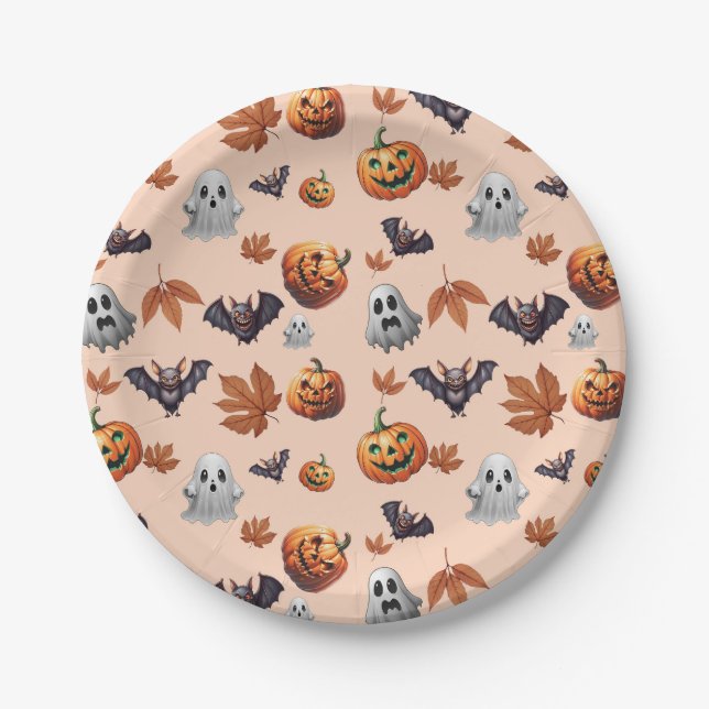 Cute Spooky Halloween Design  Paper Plate (Front)