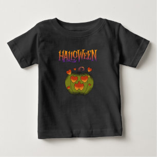 Cute spooky Halloween elegant green &orange Baby T-Shirt