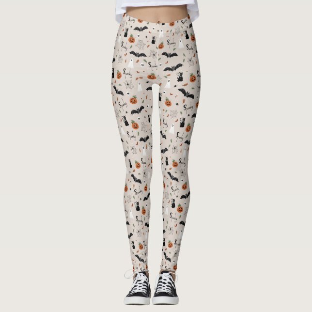 Cute Spooky Halloween Fall Leggings (Front)
