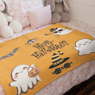 Cute & Spooky Halloween Fleece Blanket