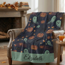Cute Spooky Halloween Fleece Blanket | Personalise
