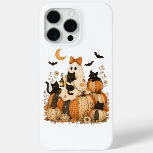 Cute Spooky Halloween Ghost with Black Cats iPhone 15 Pro Max Case