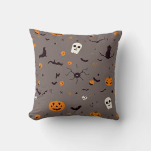 Cute Spooky Halloween Ghosts and Pumpkin Pattern Cushion