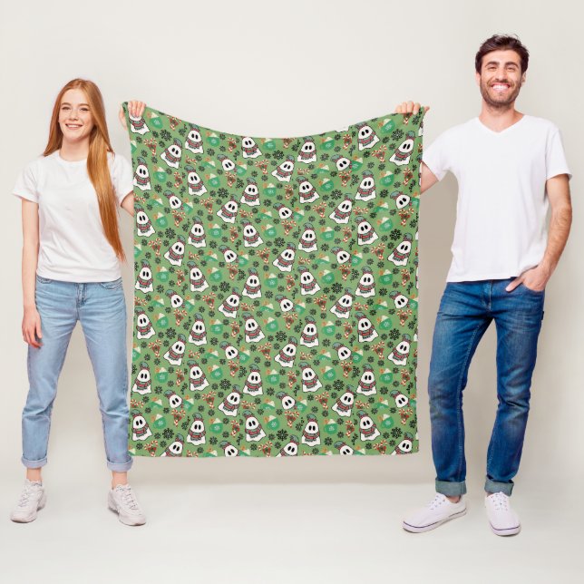 Cute Spooky Halloween Ghosts Pattern Fleece Blan Blanket (In Situ)