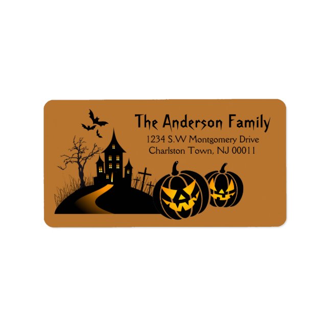 Cute Spooky Halloween Haunted House Label (Front)