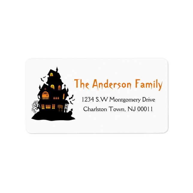 Cute Spooky Halloween Haunted House Label (Front)