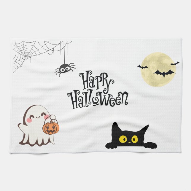 Cute & Spooky Halloween Kitchen Towel (Horizontal)