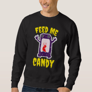 Cute Spooky Halloween Monster Screaming Feed Me Ca Sweatshirt