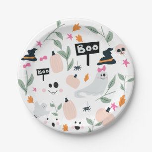 Cute Spooky   Halloween Party Ghosts Paper Plate