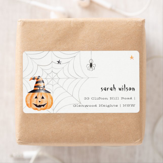 Cute Spooky Halloween Pumpkin Spider Address (Insitu)