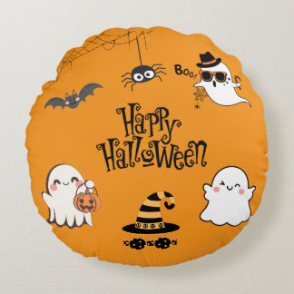 Cute & Spooky Halloween  Round Cushion
