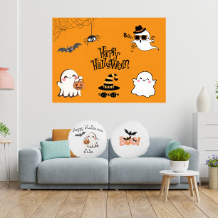 Cute & Spooky Halloween Round Pillow