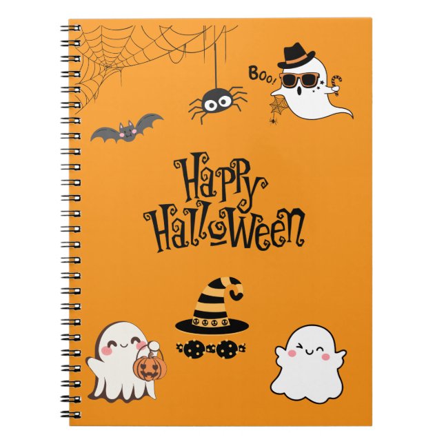 Cute & Spooky Halloween Spiral Notebook (Front)