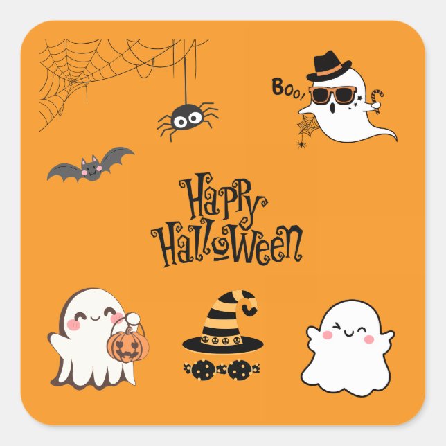Cute & Spooky Halloween  Square Sticker (Front)