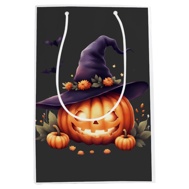 Cute Spooky Halloween Sticker – Pumpkin  Medium Gift Bag (Front)