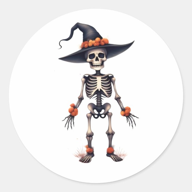 Cute Spooky Halloween Sticker – Skeleton Vibe (Front)