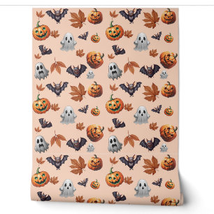 Cute Spooky Halloween Themed Fall Pattern Wallpaper