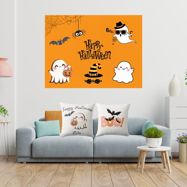 Cute & Spooky Halloween Throw Pillow (Creator Uploaded)
