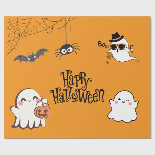 Cute & Spooky Halloween  Wrapping Paper (Flat)
