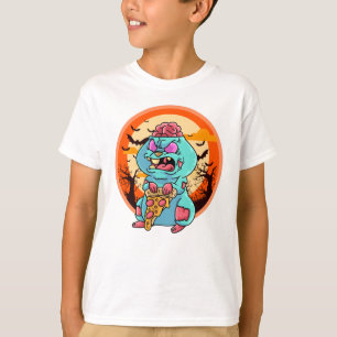 Cute Spooky Halloween Zombie Hamster with Pizza T-Shirt