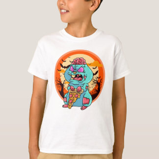Cute Spooky Halloween Zombie Hamster with Pizza T-Shirt