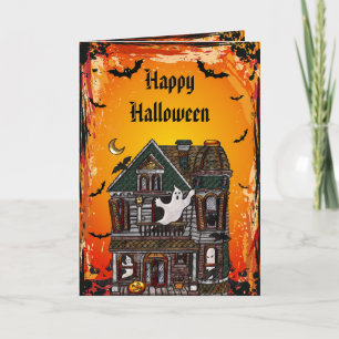 Cute Spooky Haunted House Jewels Halloween Card