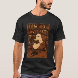 Cute Spooky Library, Autumn Reading Ghost T-Shirt