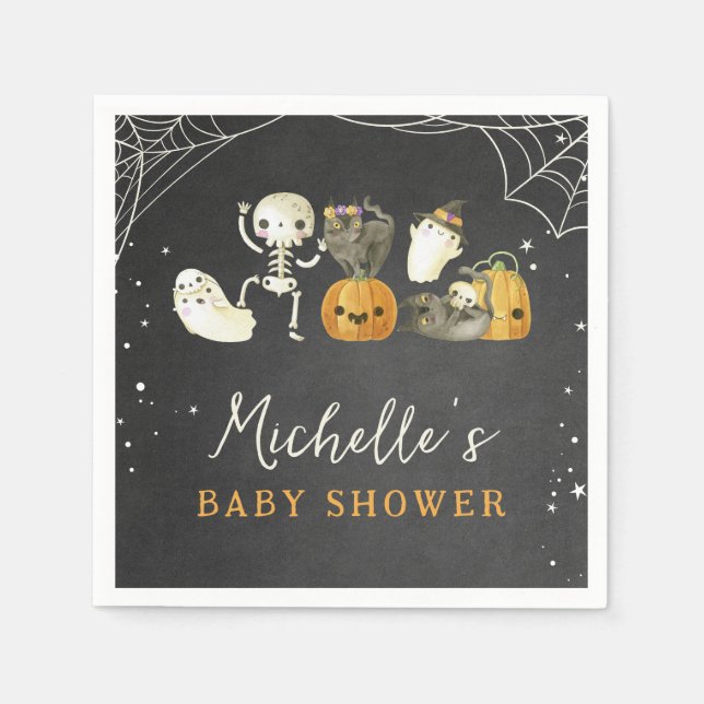 Cute Spooky Little Boo Halloween Baby Shower Napkin (Front)