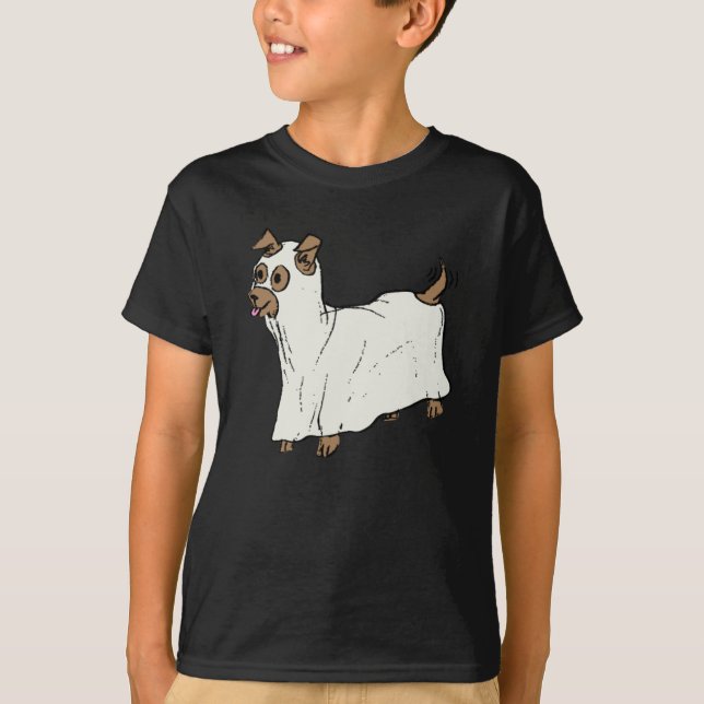 Cute spooky little halloween ghost puppy dog T-Shirt (Front)
