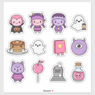 Cute Spooky Little Monsters And Treats Stickers