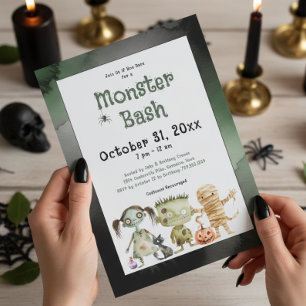 Cute Spooky Monster Bash Halloween Party Invitation