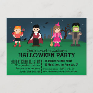 Cute Spooky Monsters Halloween Party Invitation