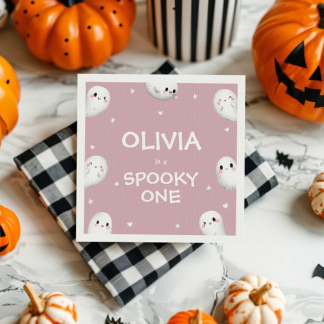 Cute Spooky One Halloween Girl 1st Birthday Napkin (Creator Uploaded)