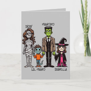 Cute & Spooky Personalised Family Halloween Card