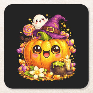 Cute Spooky Pumpkin Halloween Kawaii Coasters