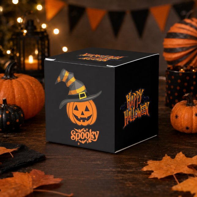 Cute Spooky Pumpkin Witch Hat Halloween Favour Box (Creator Uploaded)
