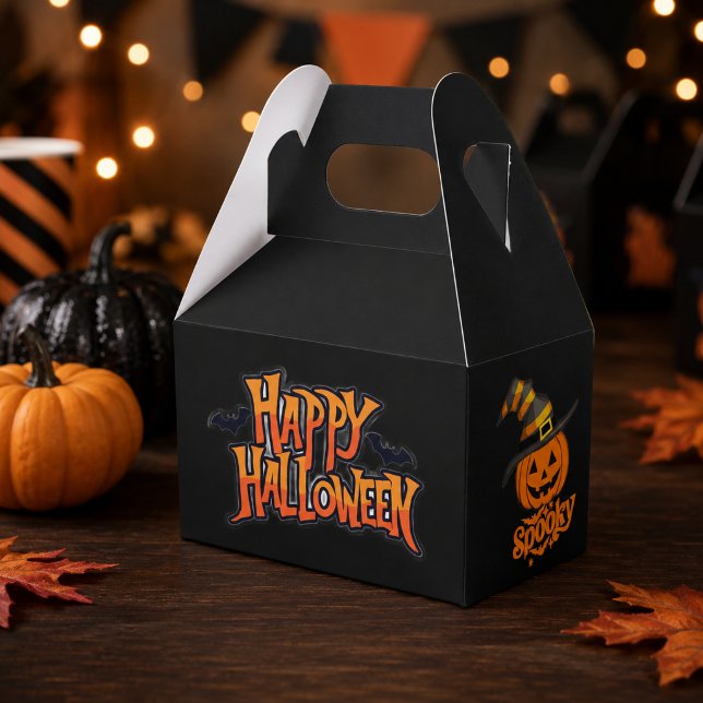 Cute Spooky Pumpkin Witch Hat Halloween Favour Box (Creator Uploaded)