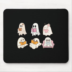 Cute Spooky Reading Book Halloween Fall Ghost Autu Mouse Mat