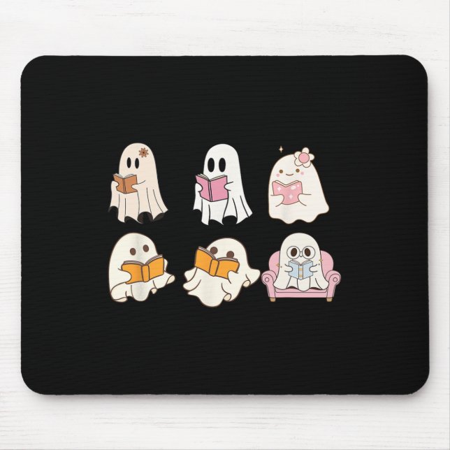 Cute Spooky Reading Book Halloween Fall Ghost Autu Mouse Mat (Front)