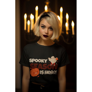 Cute Spooky Season Ghost & Pumpkin Halloween T-Shirt