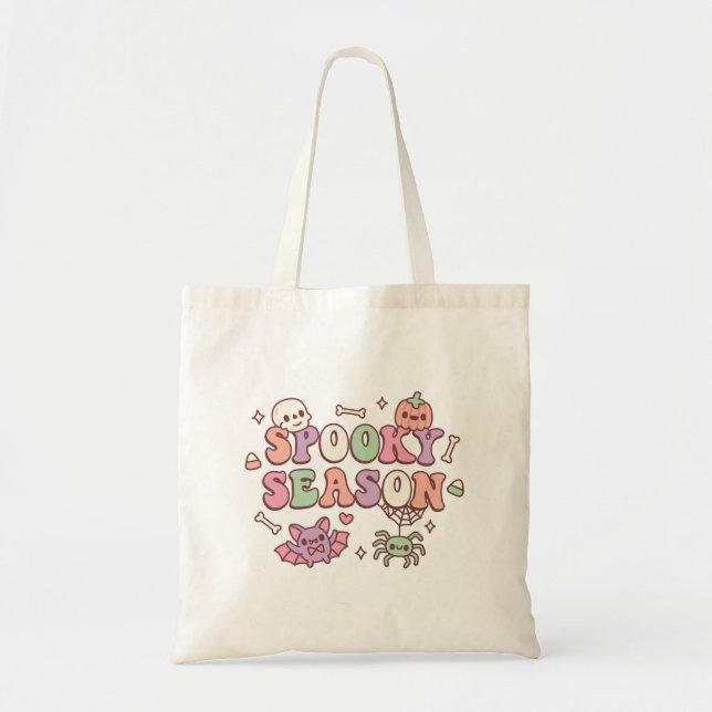 Cute Spooky Season Halloween Doodle Tote Bag (Front)