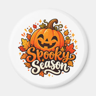 Cute Spooky Season Pumpkin Halloween Round Magnet
