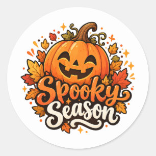 Cute Spooky Season Pumpkin Halloween Round Sticker