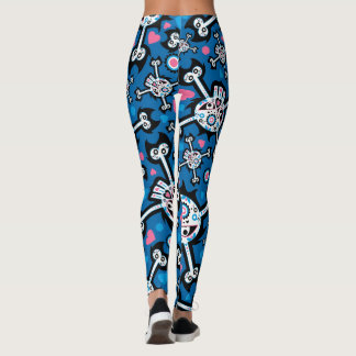 Cute Spooky Skull and Bones Pattern Leggings