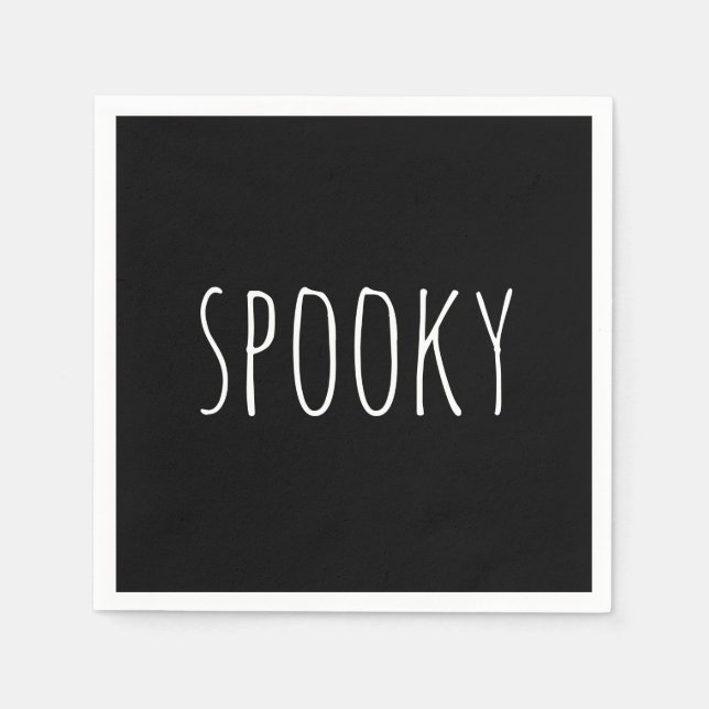 Cute Spooky Typography. Black Kids Halloween Party Napkin (Front)