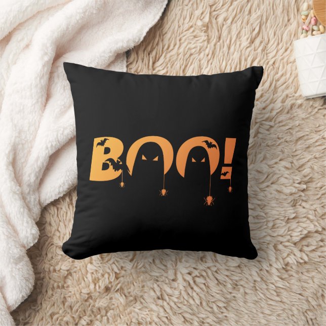 Cute Spooky Typography with Bats & Spiders Cushion (Blanket)