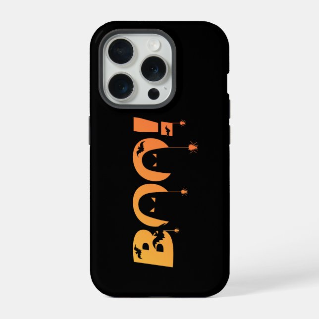 Cute Spooky Typography with Bats & Spiders iPhone Case (Back)